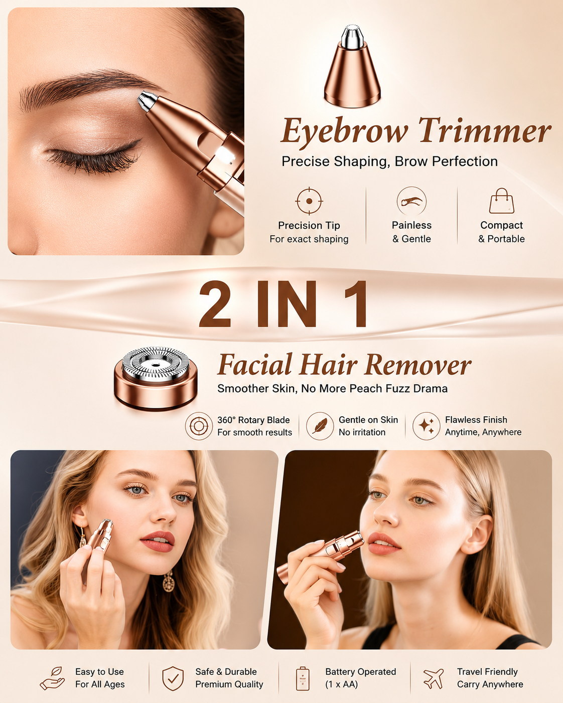 Nuvyro™ 2-in-1 Facial & Brow Trimmer