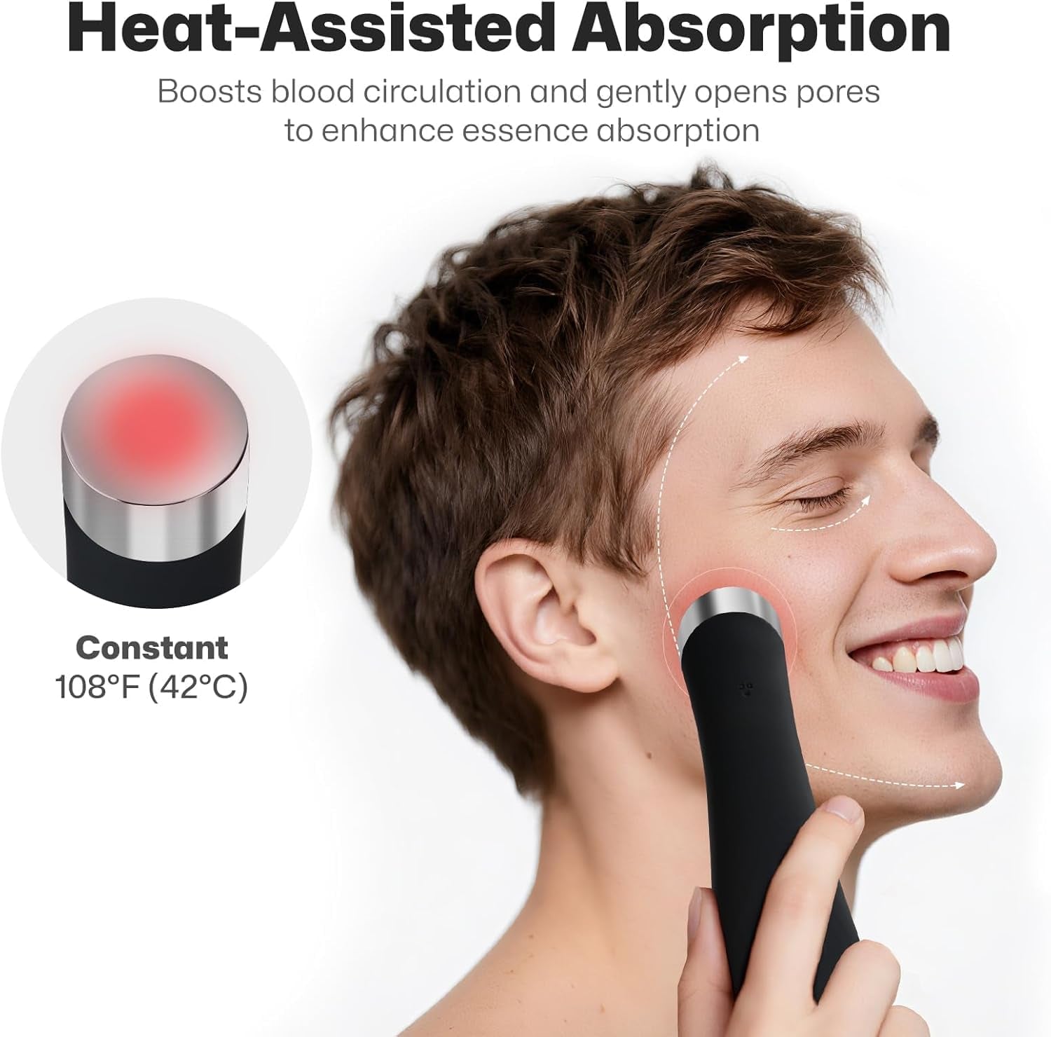 Facial Cleansing Brush, Rechargeable Silicone Face Scrubber with Heat Massage End, Vibrating Exfoliator Scrubber for Deep Cleaning, Waterproof Face Brush for Women and Men (Black)